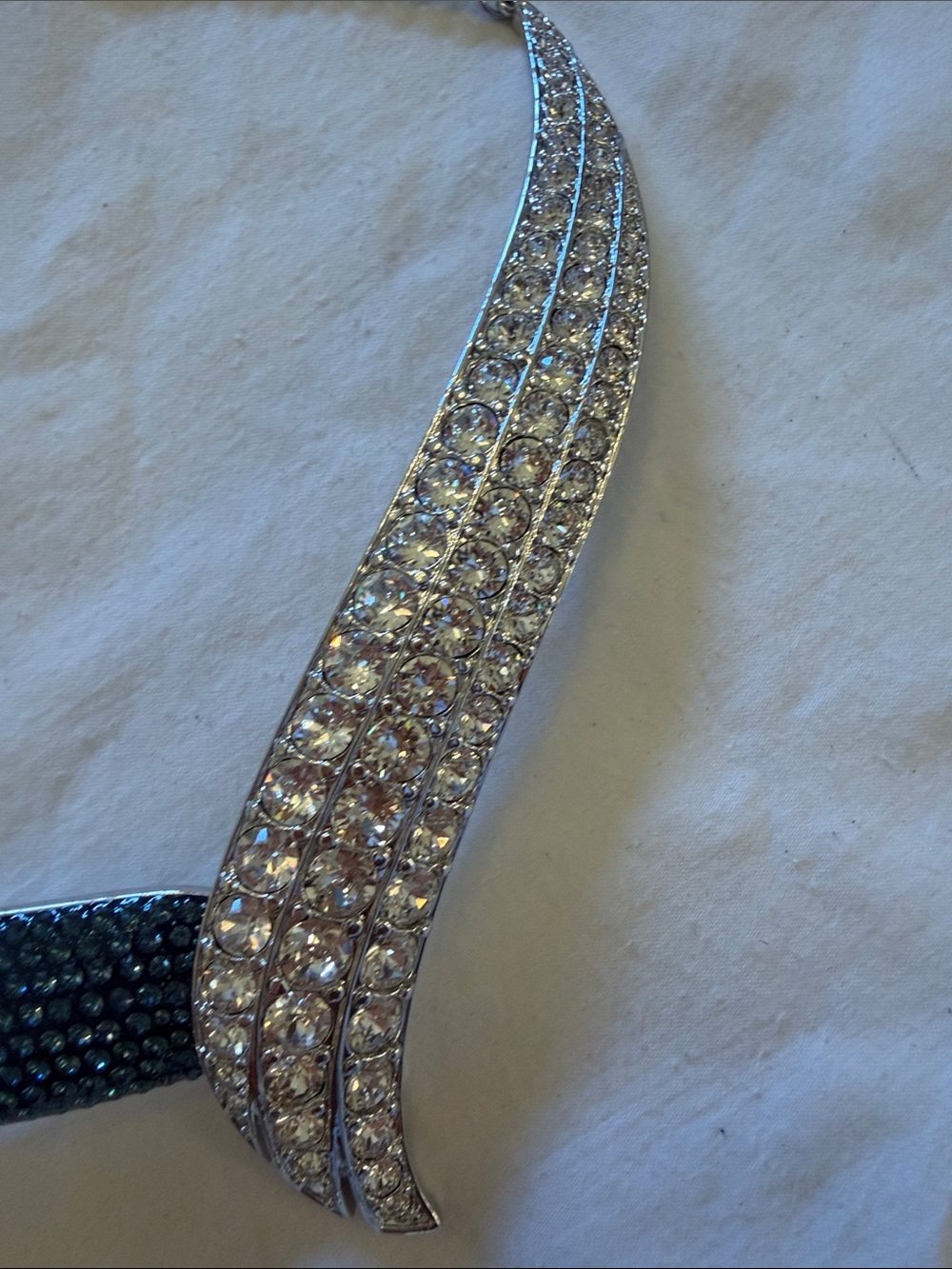 Swarovski Two-Tone Wing Necklace with Dark Blue and Clear Crystals - Picture 4 of 8